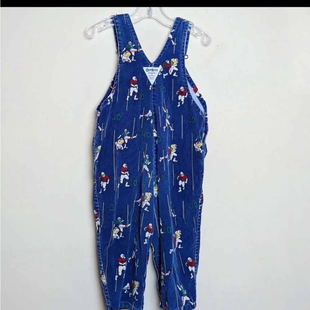 Vintage‎ OshKosh B'gosh Corduroy Overalls with Football Print